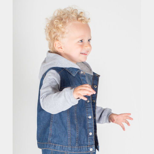 Denim jacket with fleece hood and sleeves Thumbnail