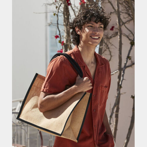 Natural starched jute classic shopper Thumbnail