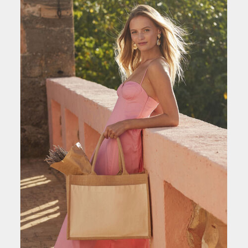 Cotton pocket jute shopper Thumbnail